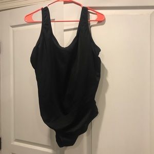 Lands End Black One-Piece Swimsuit 18W